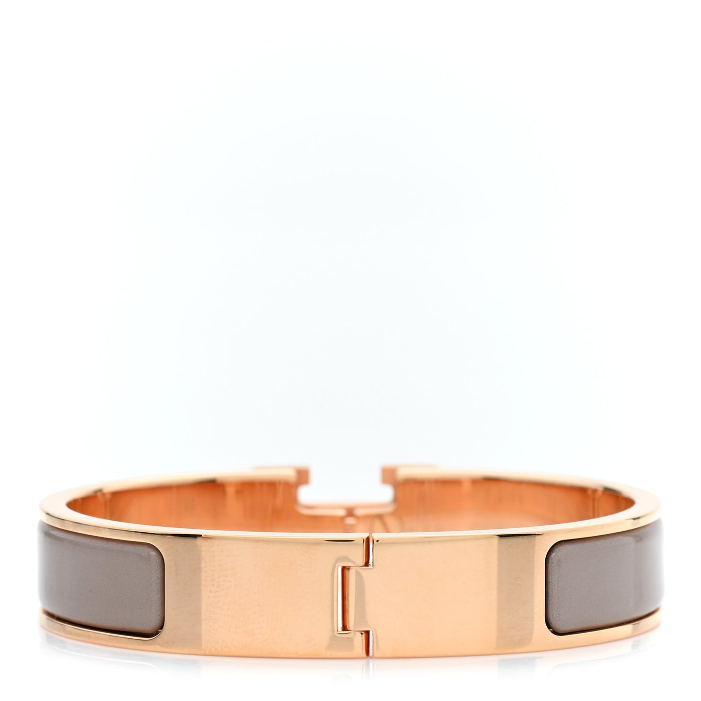 Enamel Clic Clac H Narrow Bracelet PM Marron Glace