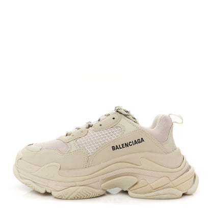 Balenciaga Fabric Mesh Womens Triple S Sneakers 38 Beige 1 of 10