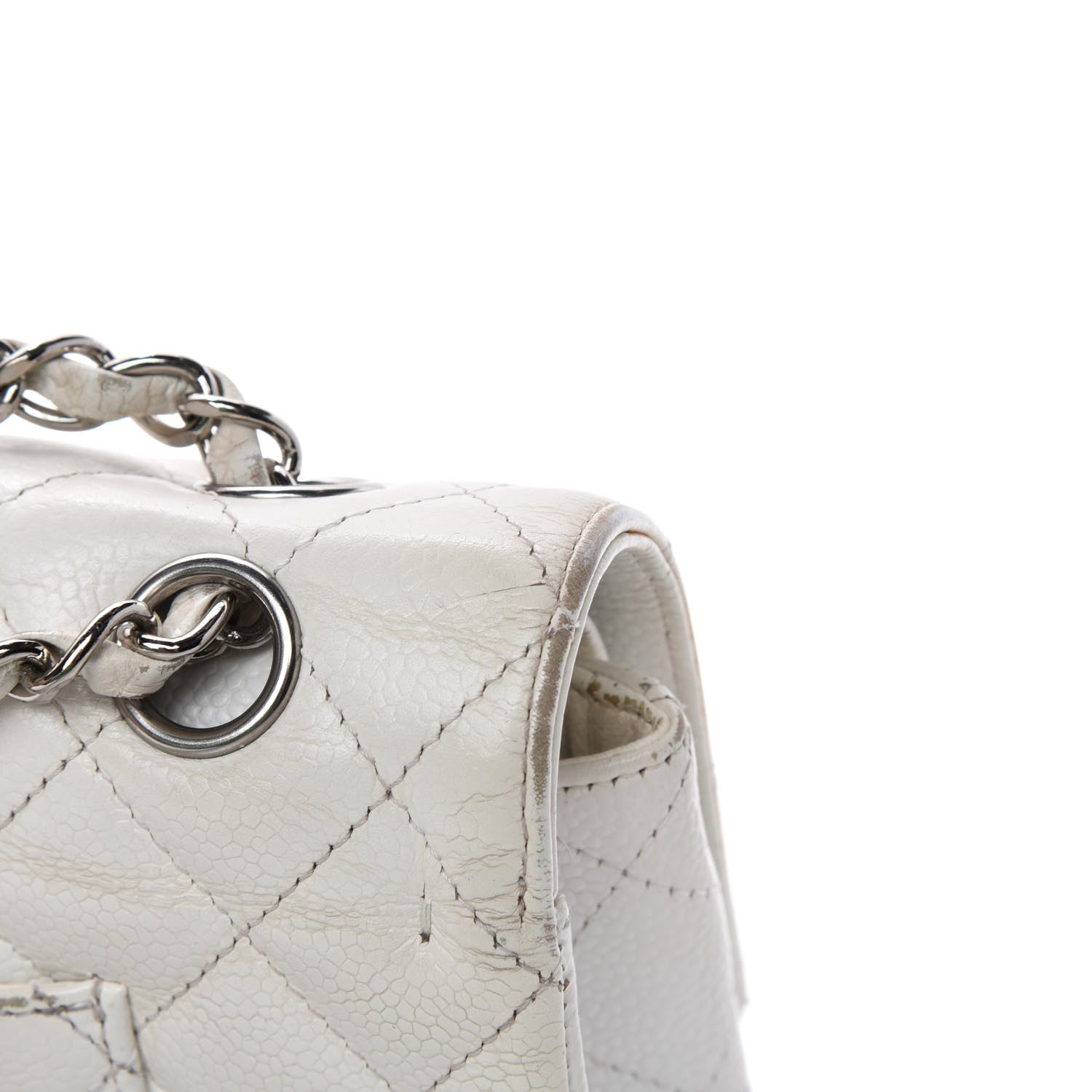 Chanel Caviar Quilted Medium Double Flap White 11 of 24