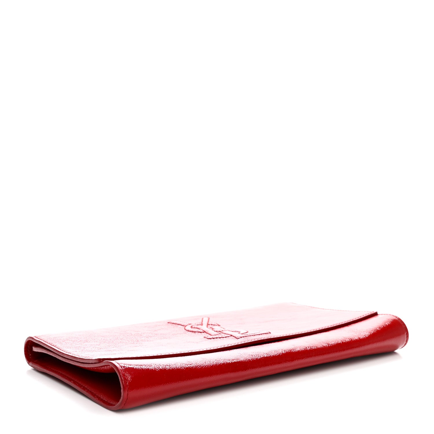Saint Laurent Textured Patent Monogram Large Belle De Jour Clutch Red 4 of 8