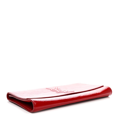 Saint Laurent Textured Patent Monogram Large Belle De Jour Clutch Red 4 of 8