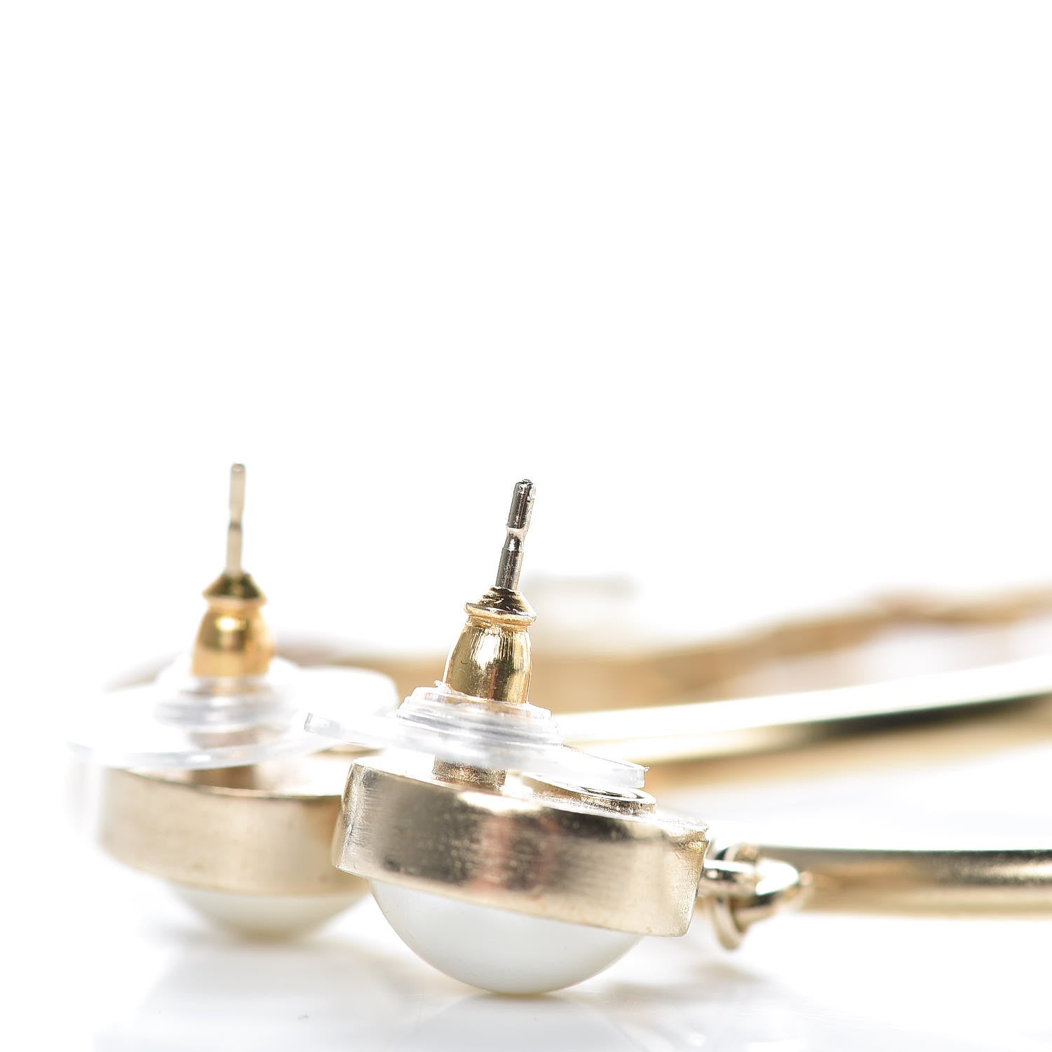 Chanel Pearl CC Camellia Hoop Earrings Gold 3 of 4