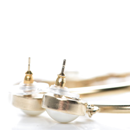 Chanel Pearl CC Camellia Hoop Earrings Gold 3 of 4