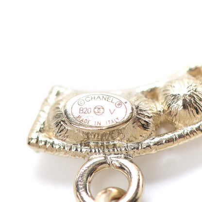 Chanel Crystal Cha-Nel Logo Drop Earrings Gold 4 of 4