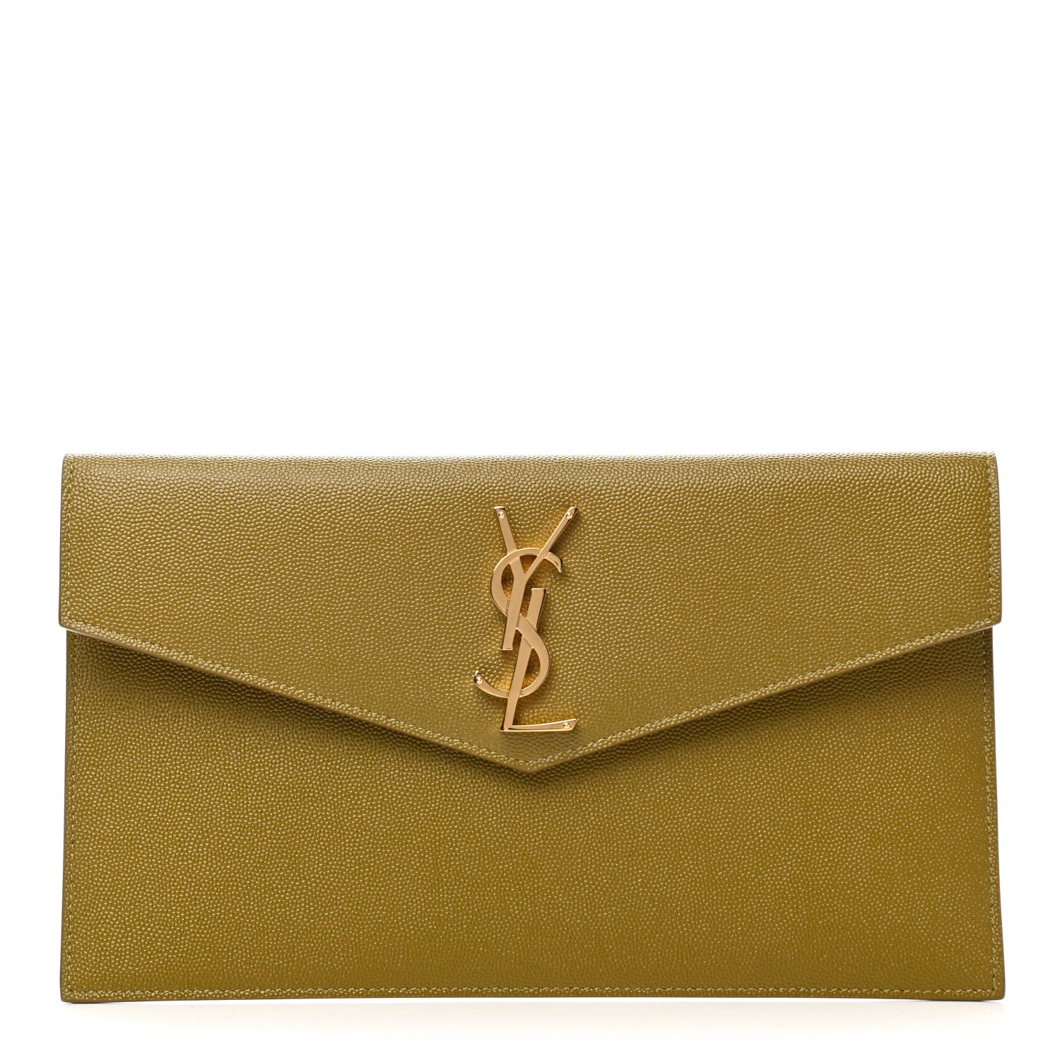 Saint Laurent Grain De Poudre Uptown Pouch Olive 1 of 7