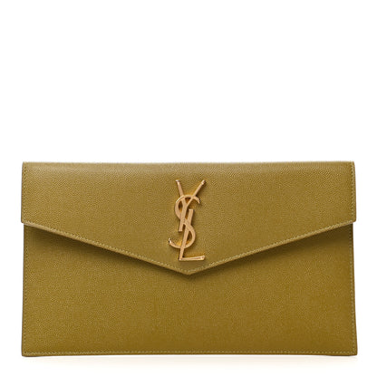 Saint Laurent Grain De Poudre Uptown Pouch Olive 1 of 7