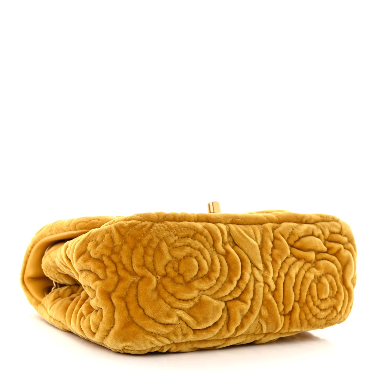 Velvet Camellia Embossed Mini Square Flap Yellow