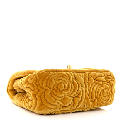 Chanel Velvet Camellia Embossed Mini Square Flap Yellow 4 of 10