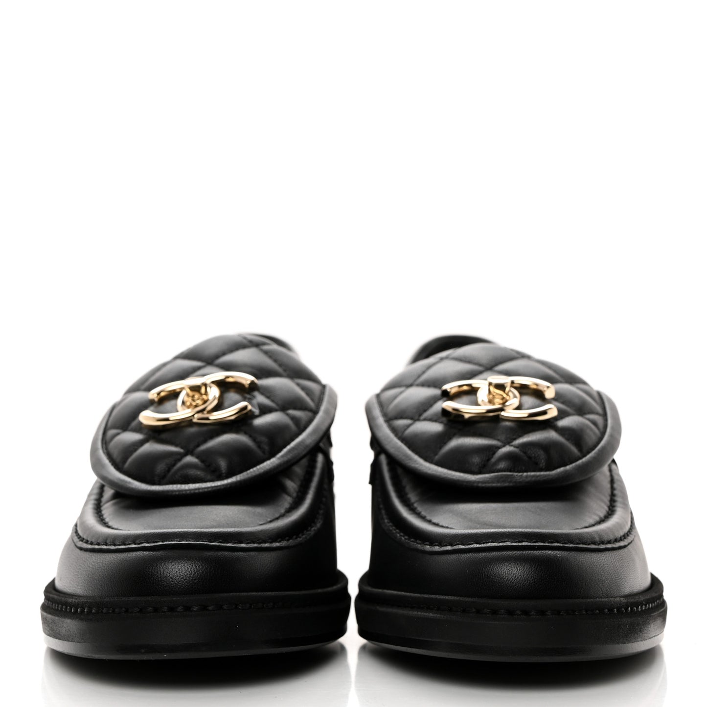 Lambskin Quilted CC Turnlock Loafers 37.5 Black