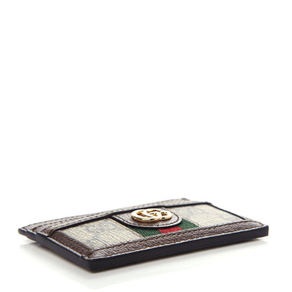 Gucci GG Supreme Monogram Textured Dollar Calfskin Ophidia Card Holder Beige Ebony New Acero 4 of 6