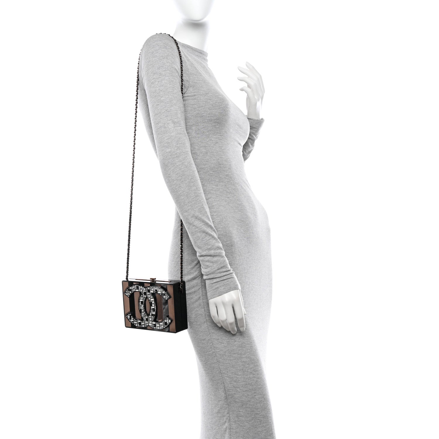 Chanel Plexiglass Crystal CC Minaudiere Clutch Black Copper 2 of 11