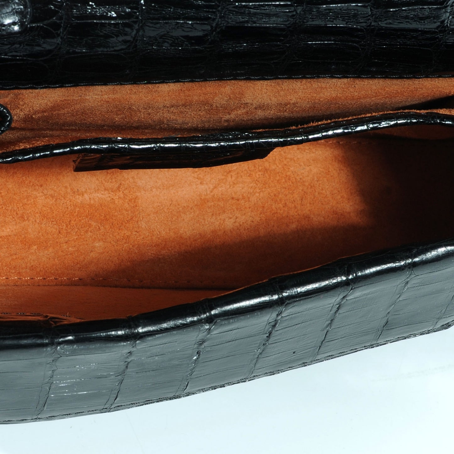 Crocodile Envelope Clutch Black
