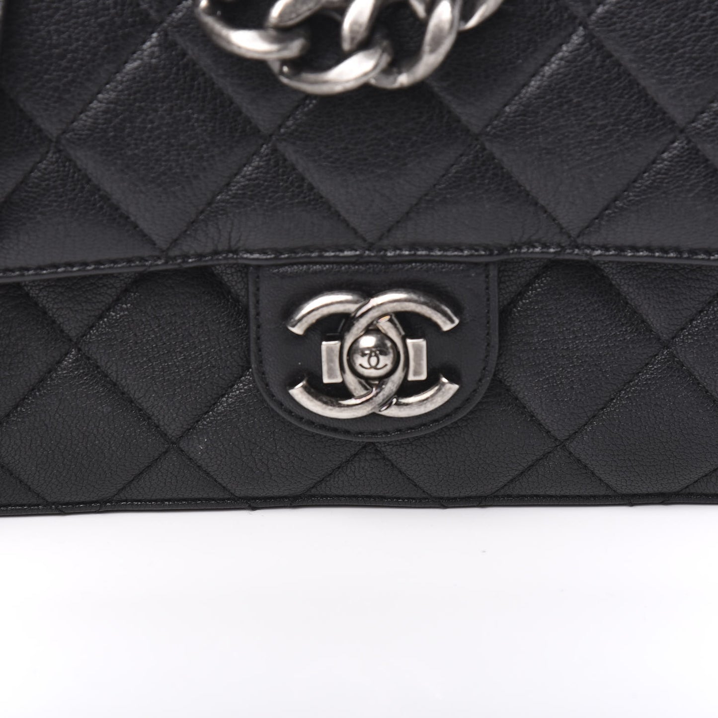 Goatskin Quilted Medium Perfect Edge Flap Black