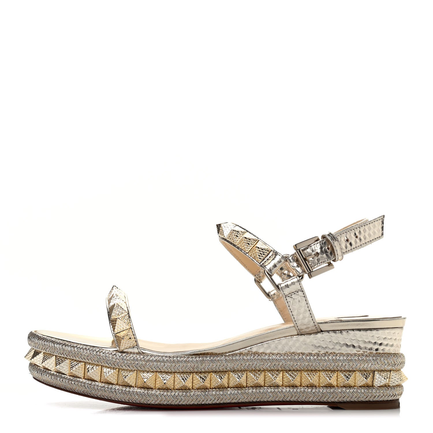 Christian Louboutin Calfskin Cubiste Pyraclou 60 Platform Sandals 38 Platine 1 of 5