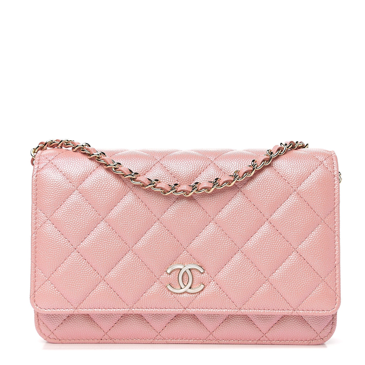 Chanel Iridescent Caviar Quilted Wallet on Chain WOC Pink 1 of 11
