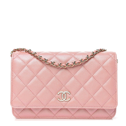 Chanel Iridescent Caviar Quilted Wallet on Chain WOC Pink 1 of 11
