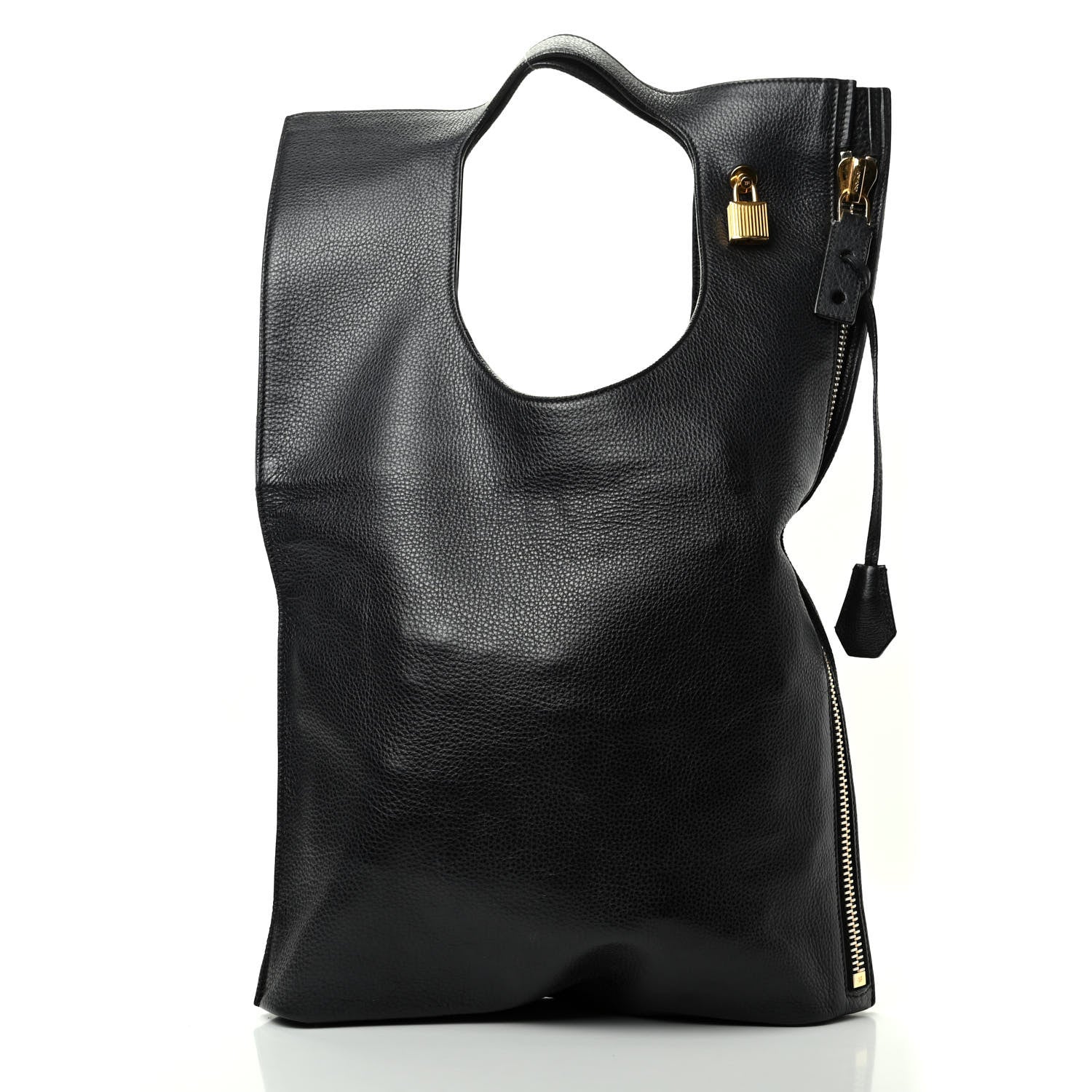 Tom Ford Grained Calfskin Large Alix Padlock Zip Shoulder Bag Black 4 of 10