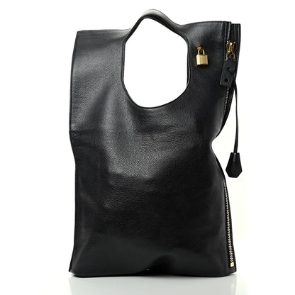Tom Ford Grained Calfskin Large Alix Padlock Zip Shoulder Bag Black 4 of 10