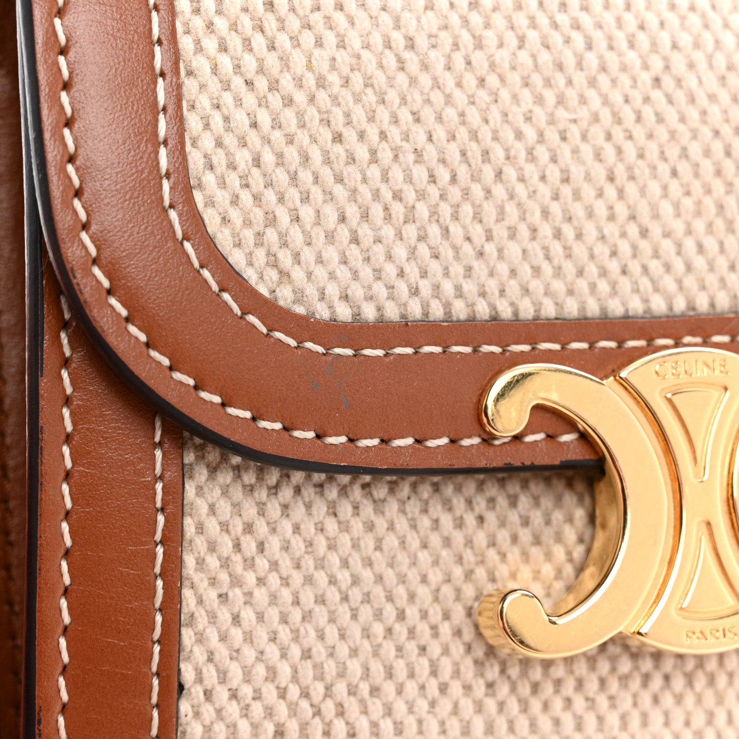 Celine Textile Calfskin Small Triomphe Wallet Natural Tan 12 of 12