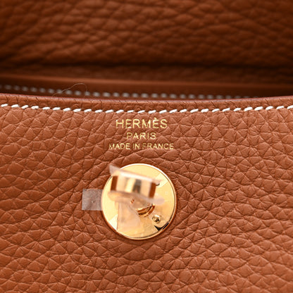 Hermes Taurillon Clemence Mini Lindy 20 Gold 6 of 11