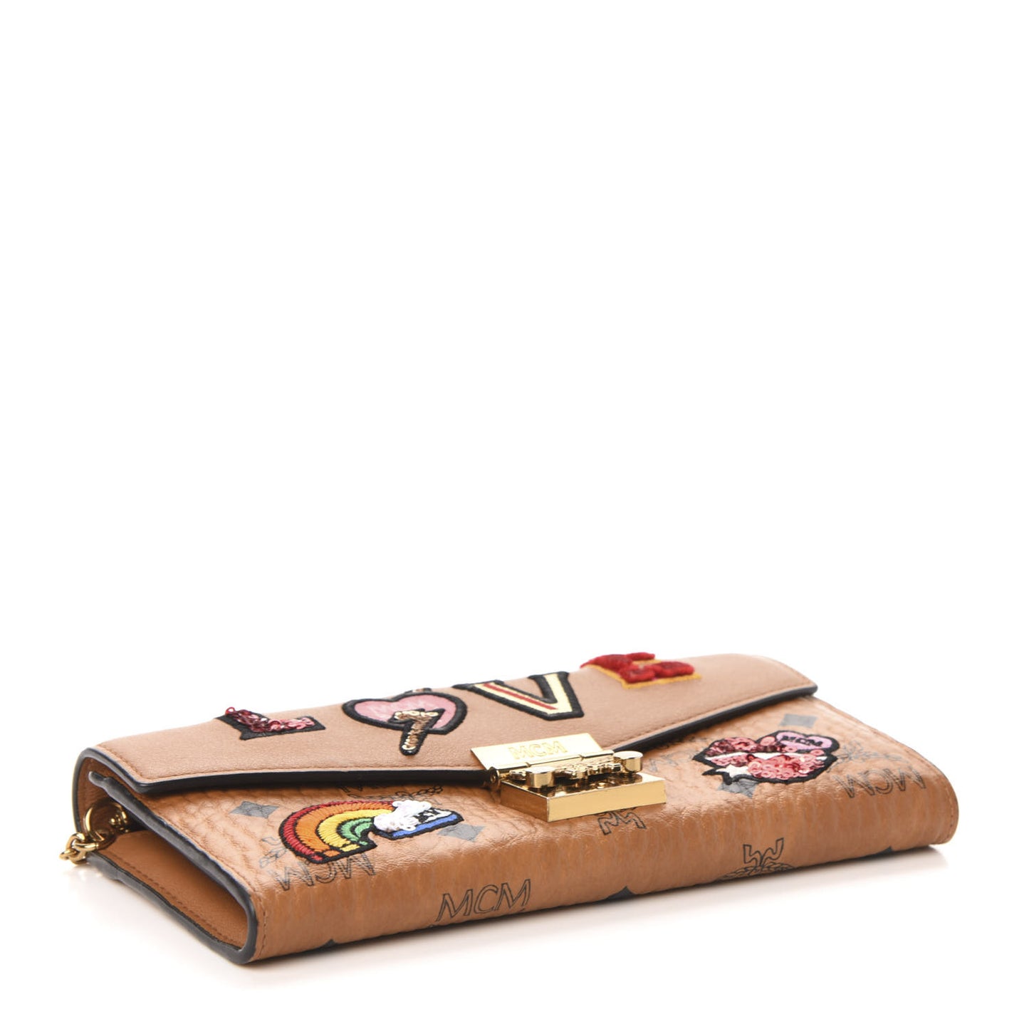 Visetos Large Patricia Love Patch Wallet On Chain Cognac
