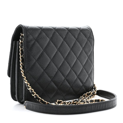 Chanel Caviar Quilted Square Wallet On Chain WOC Black 3 of 11