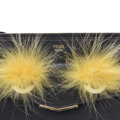 Fendi Vitello Dolce Fox Fur Monster Eyes Mini 2Jours Pouch Black Yellow 10 of 21