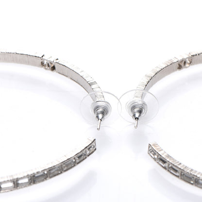 Chanel Baguette Crystal CC Hoop Earrings Silver 5 of 6