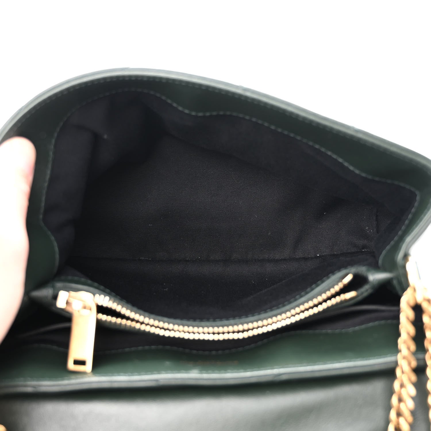 Saint Laurent Calfskin Y Quilted Monogram Small Loulou Chain Satchel Olive 5 of 10