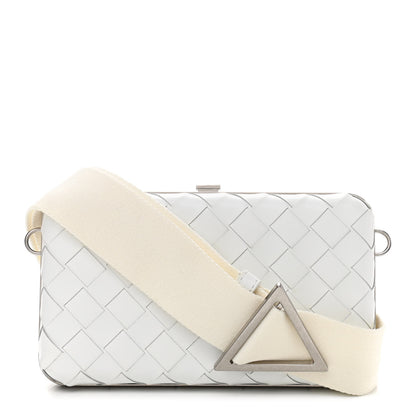 Bottega Veneta Spazzolato Intrecciato Mens Crossbody Messenger Bag White 1 of 9