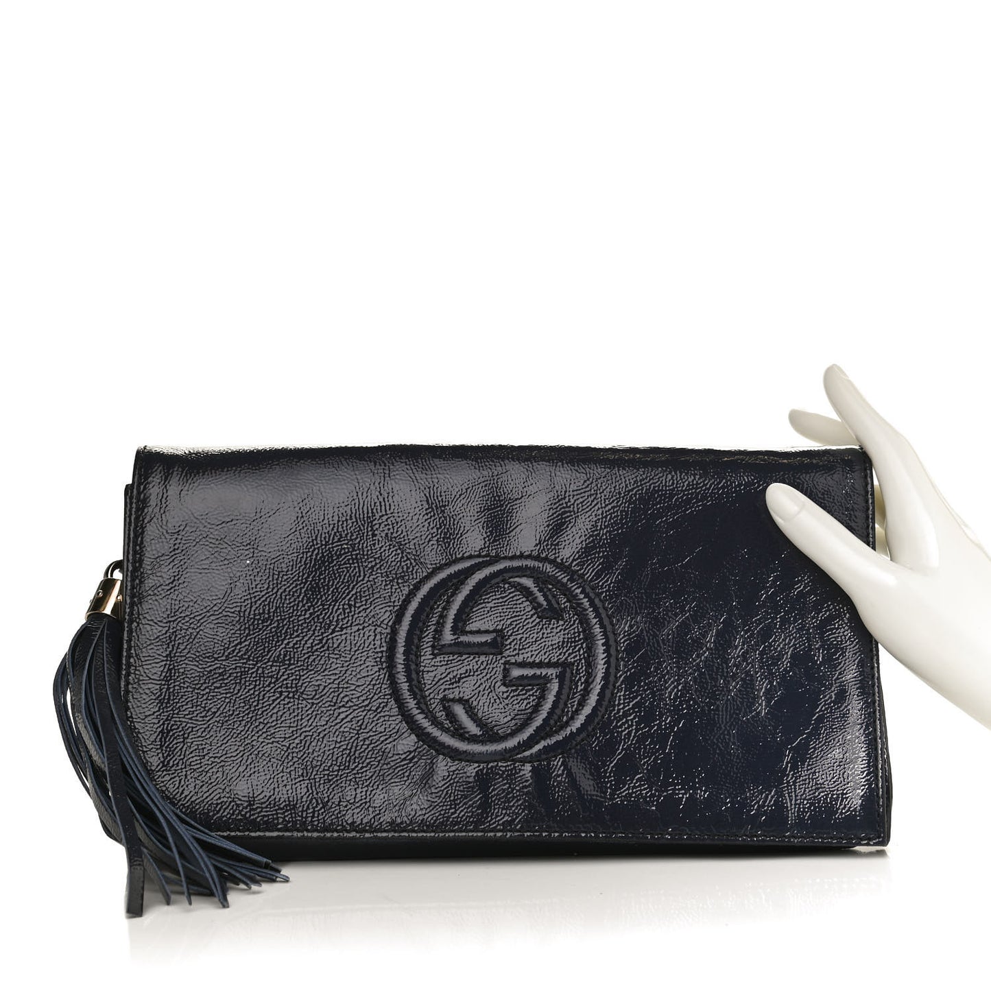 Soft Patent Medium Soho Clutch Uniform Blue