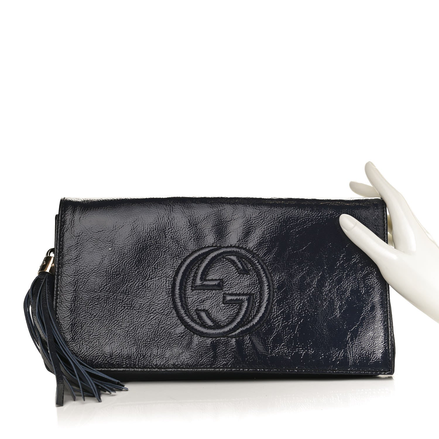 Gucci Soft Patent Medium Soho Clutch Uniform Blue 2 of 13