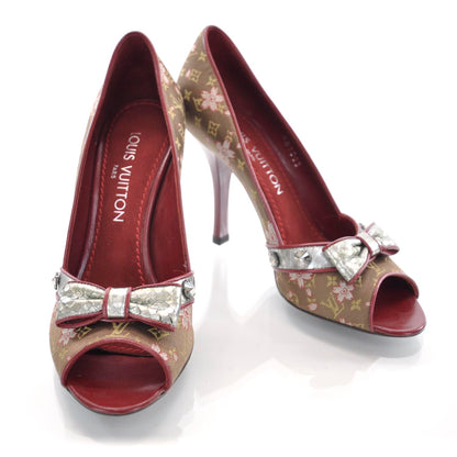 Louis Vuitton Satin Monogram Cherry Blossom Peep Toe Heels 36 1 of 9