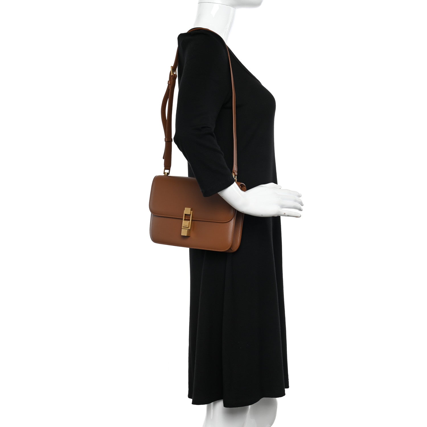 Saint Laurent Smooth Calfskin Carre Satchel Brown 2 of 10