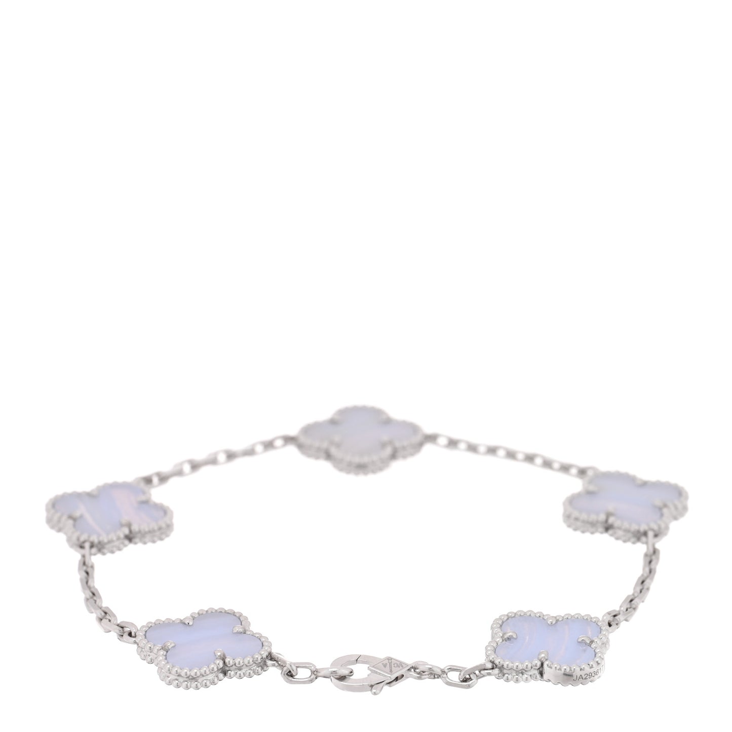 18K White Gold Chalcedony 5 Motifs Vintage Alhambra Bracelet