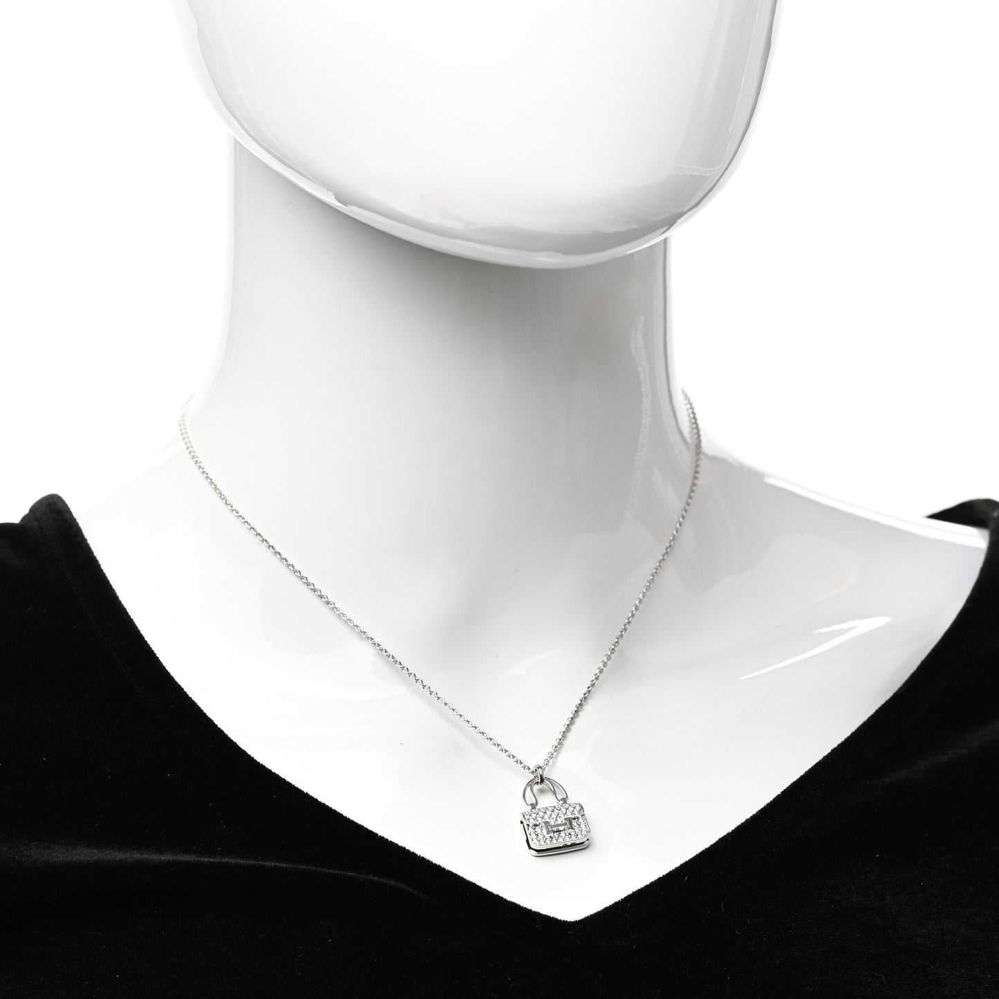 18K White Gold Diamond Constance Amulettes Pendant Necklace