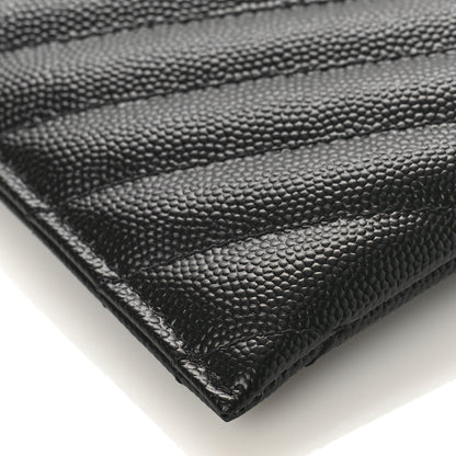 Saint Laurent Grain De Poudre Chevron Monogram Bill Pouch Black 7 of 9