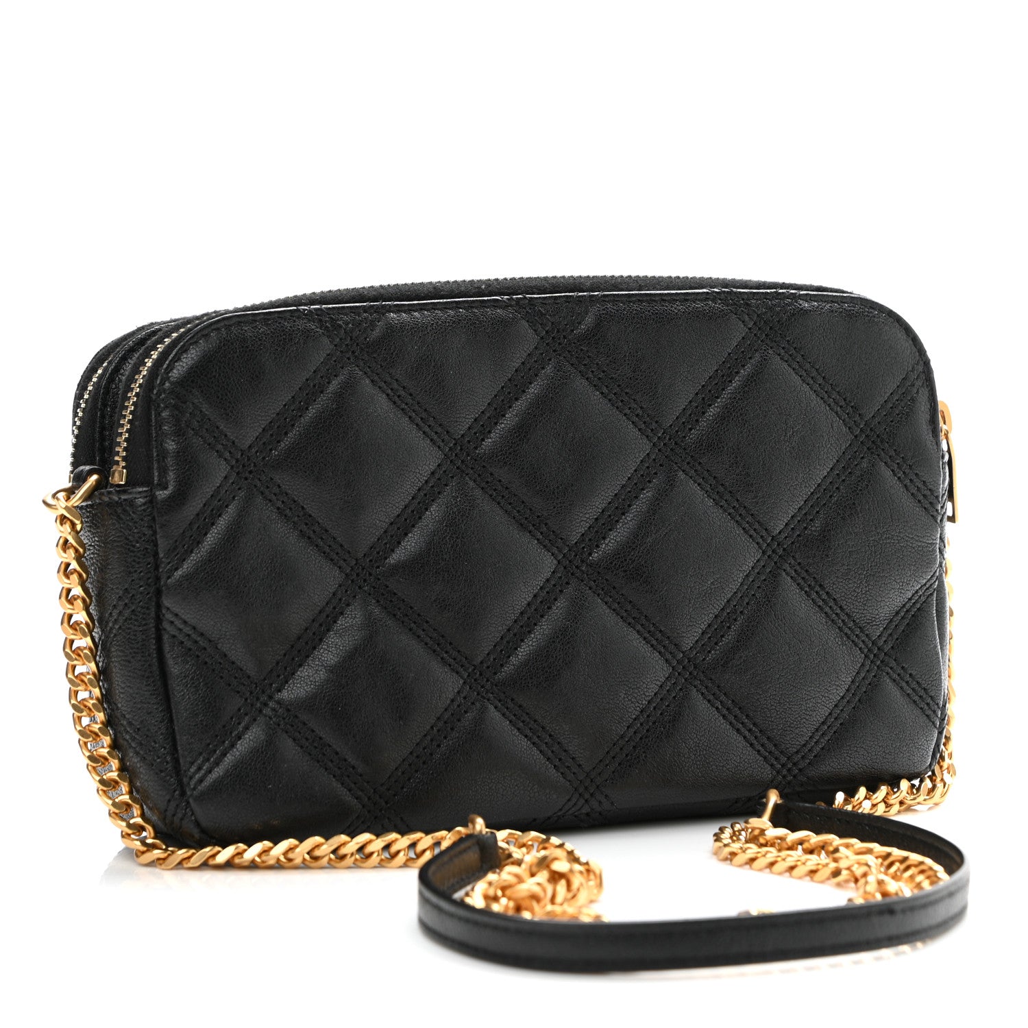 Saint Laurent Grained Lambskin Quilted Mini Becky Double Zip Bag Black 3 of 12