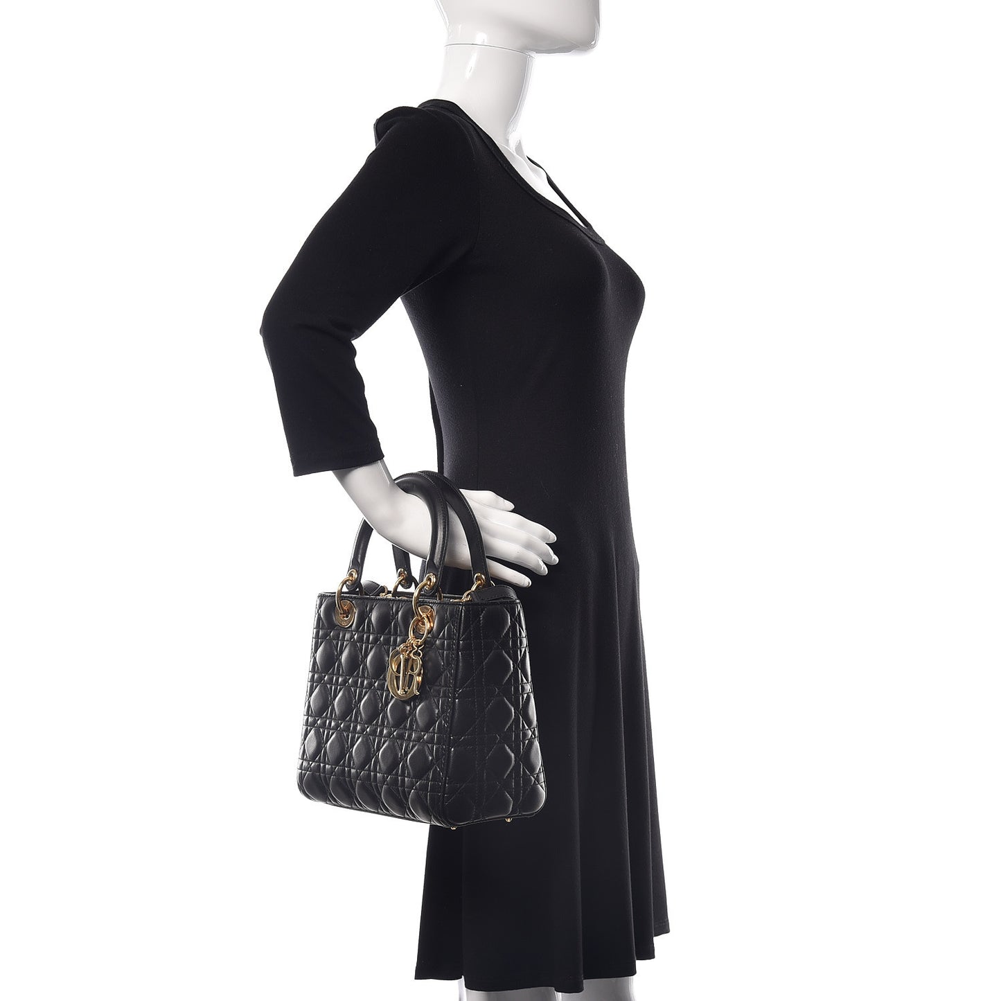 Lambskin Cannage Medium Lady Dior Black