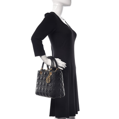Christian Dior Lambskin Cannage Medium Lady Dior Black 3 of 17