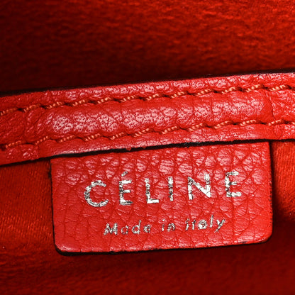 Celine Drummed Calfskin Nano Luggage Vermillion 6 of 10