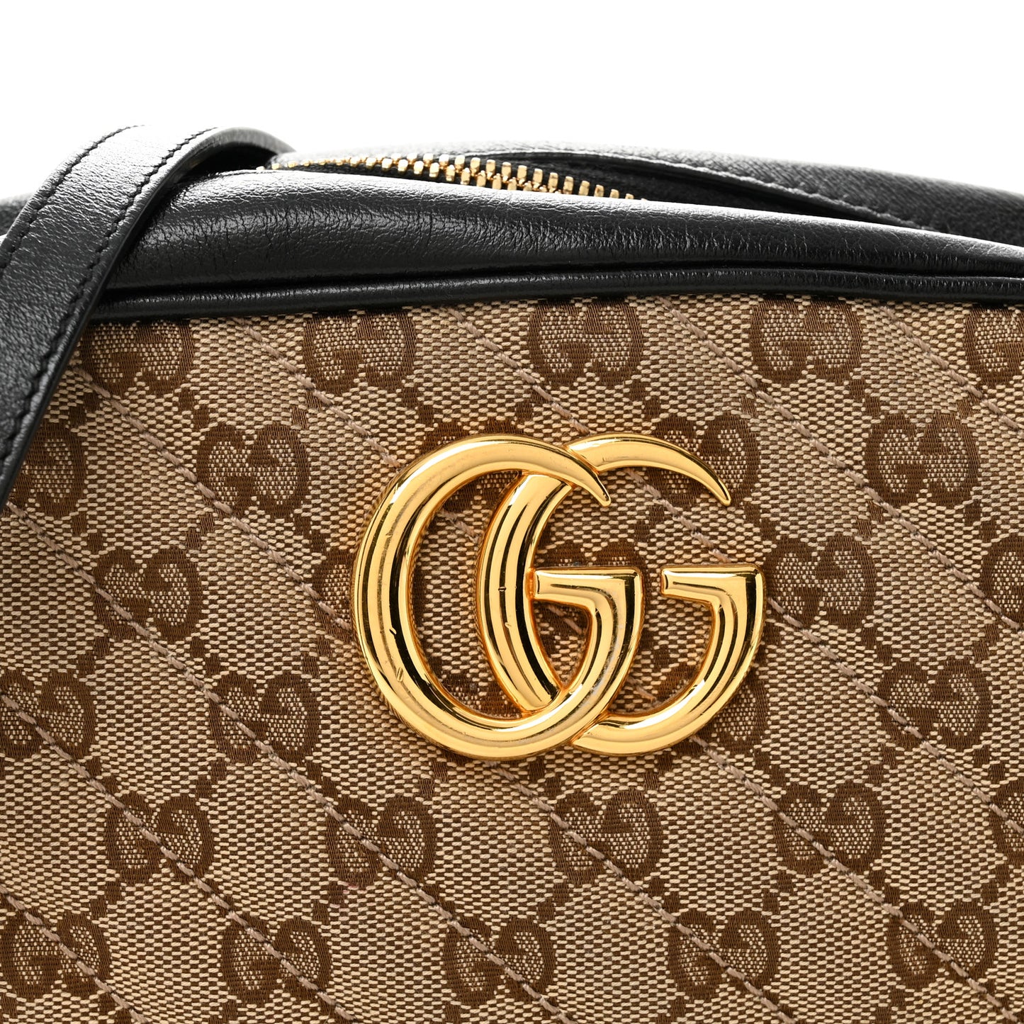 Monogram Matelasse Diagonal Small GG Marmont Chain Shoulder Bag Beige Black