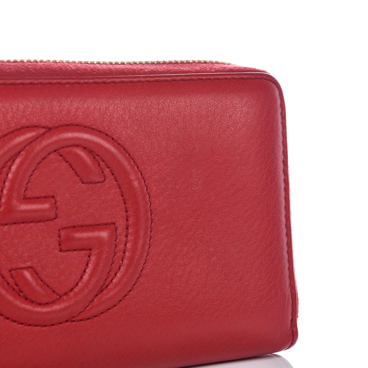 Pebbled Calfskin Soho Zip Around Wallet Red