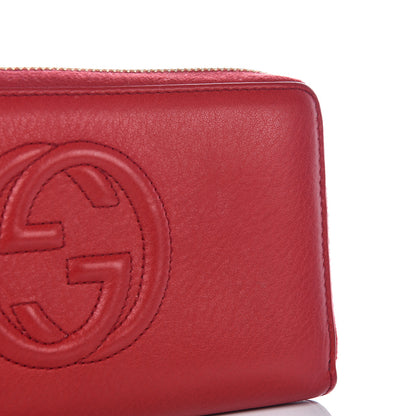 Gucci Pebbled Calfskin Soho Zip Around Wallet Red 9 of 15
