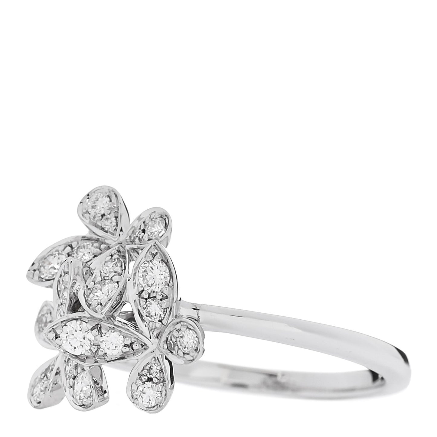 18K White Gold Diamond Mini Triple Butterfly Pave Ring 52 6