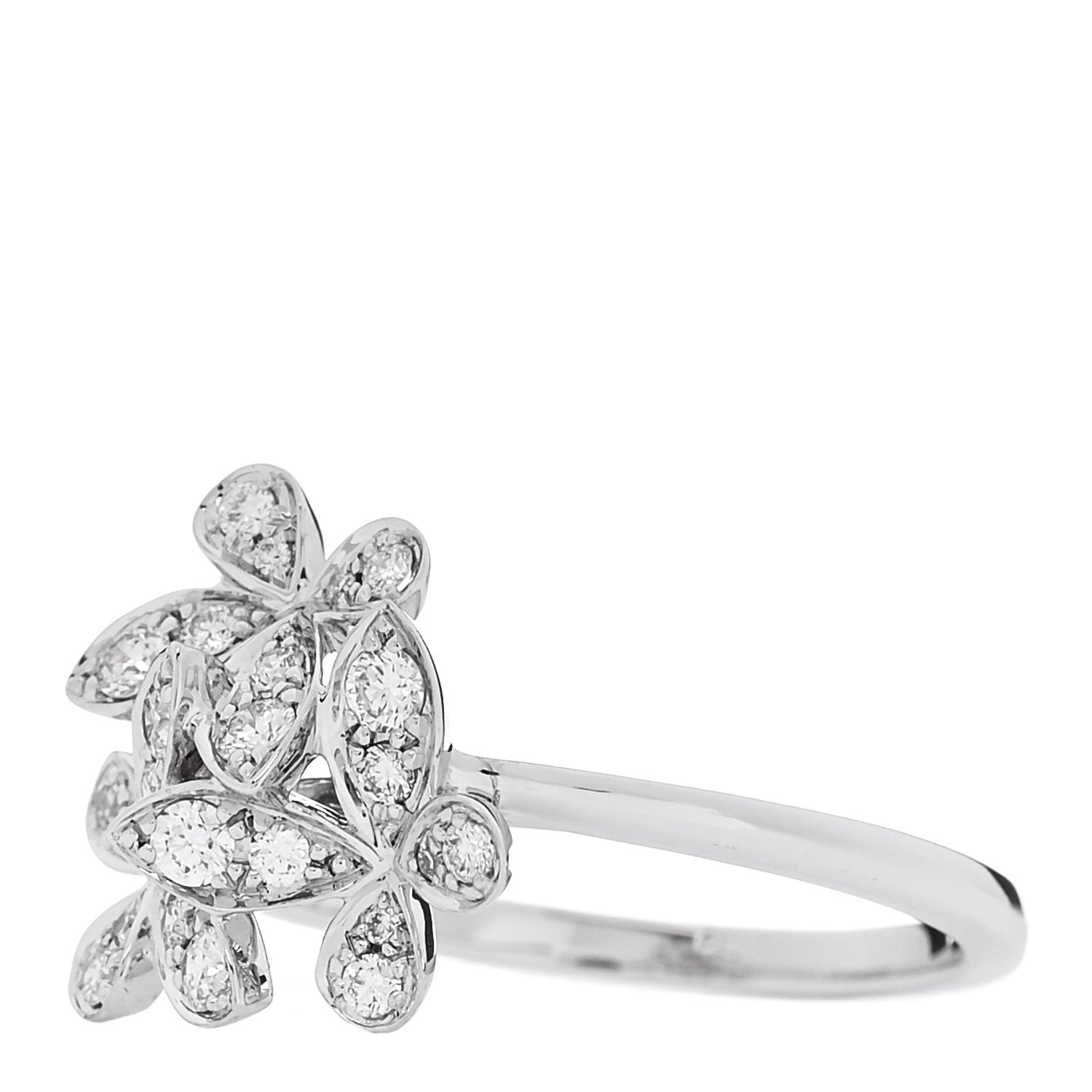 Graff 18K White Gold Diamond Mini Triple Butterfly Pave Ring 52 6 3 of 7