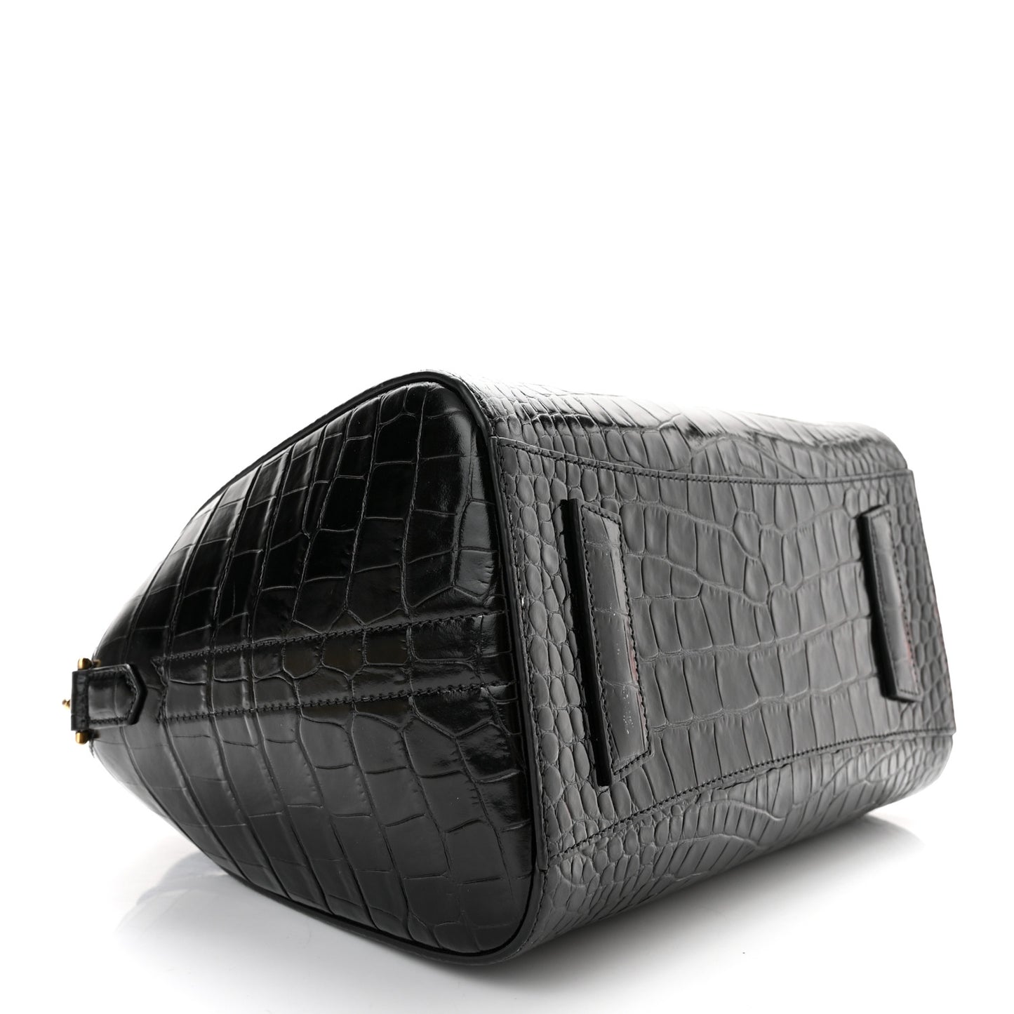 Calfskin Crocodile Embossed Small Antigona Black