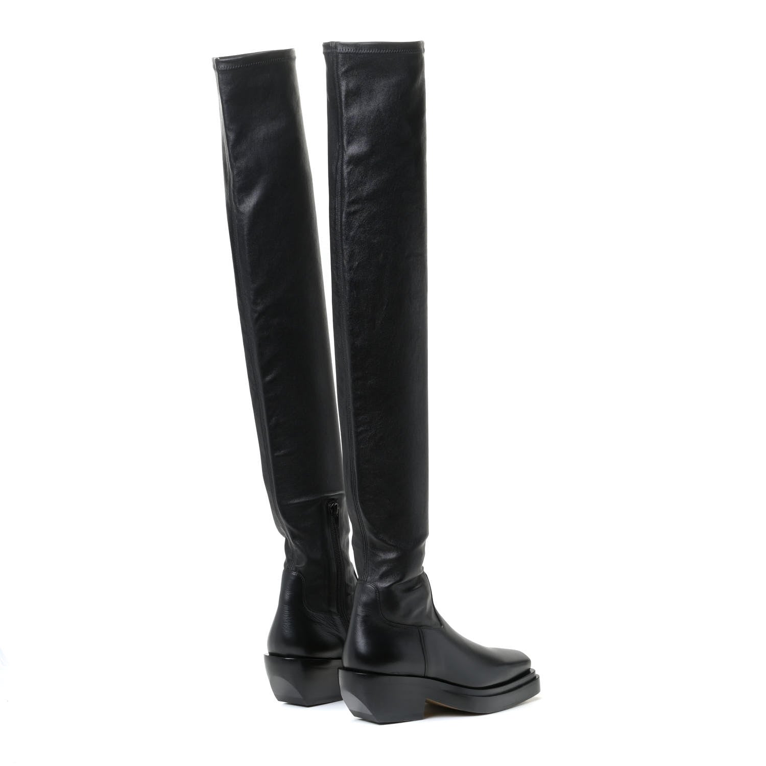 Bottega Veneta Calfskin Nappa Lean Over The Knee Boots 37.5 Black 3 of 12