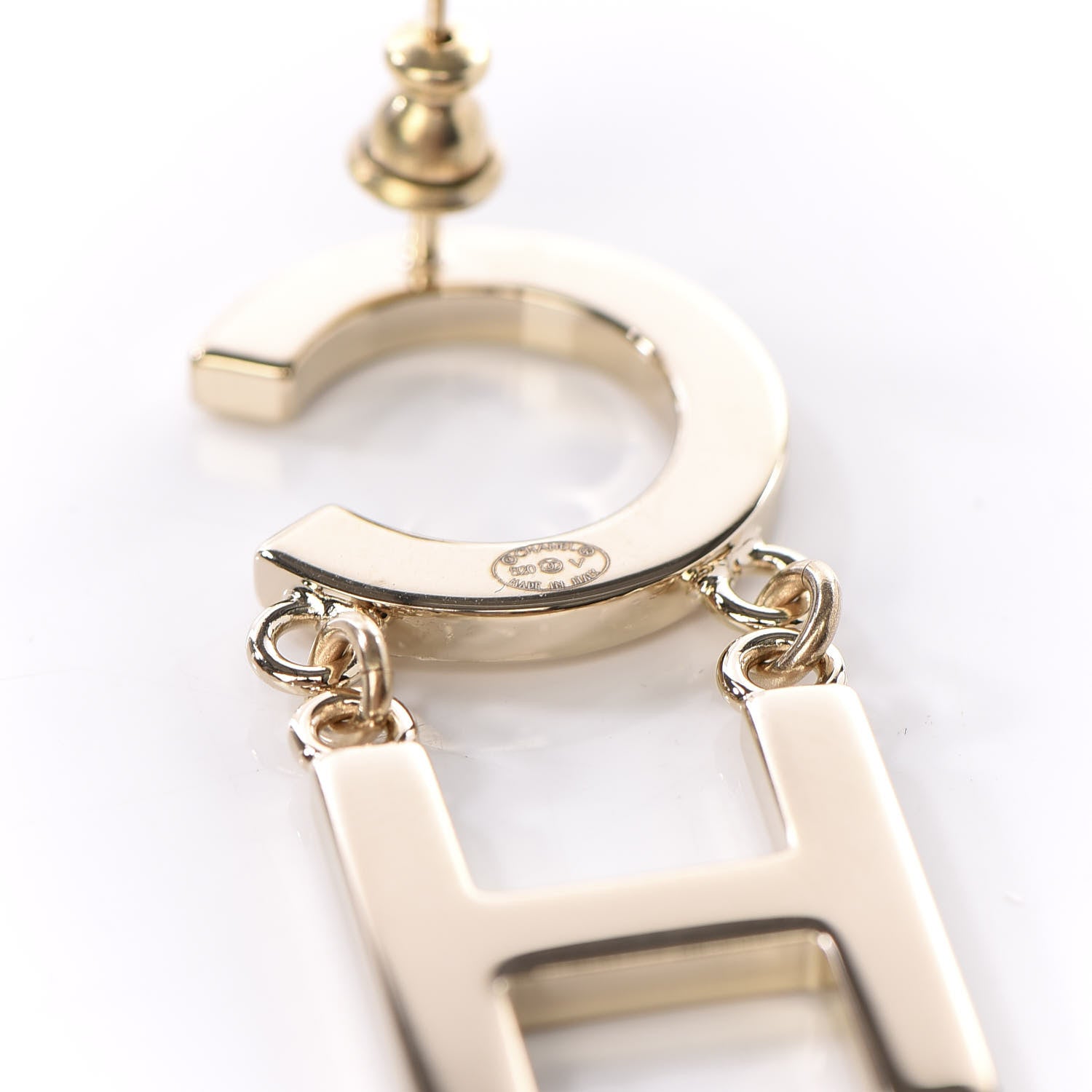 Chanel Metal Cha-Nel Logo Drop Earrings Gold 2 of 4