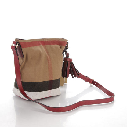 Burberry Canvas Mega Check Mini Ashby Tassel Crossbody Burgundy Red 3 of 8